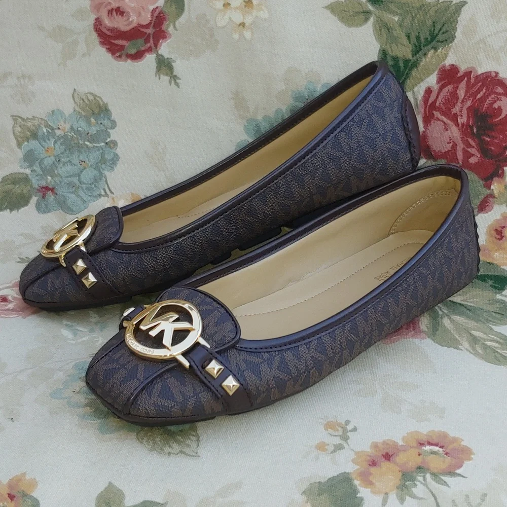 Michael Kors Fulton Studded Mocassin Flats in Brown with MK Logo Women's 7.5 - Picture 16 of 17